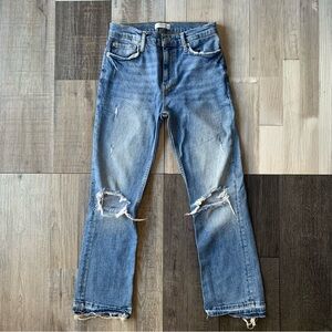 ZARA cropped Distressed Straight Leg Jeans Womens 4